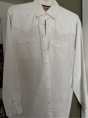 Men's White Western-Style Dress Shirt - Classic Button-Front